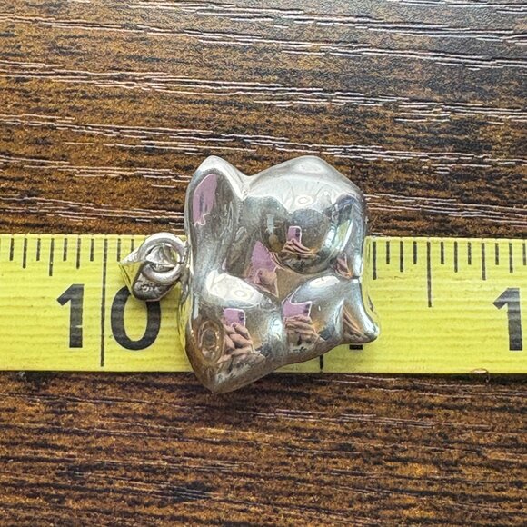 VTG Sterling Silver 925 Bunny Rabbit Puffed Design Pendant Size 1" Length - Picture 12 of 14